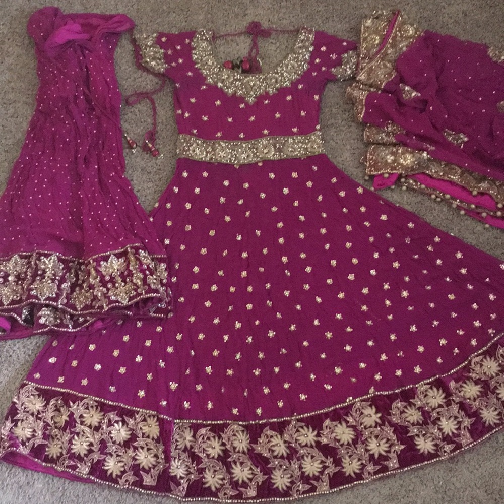 Anarkali floor length fully beaded, 3 pieces- Xs